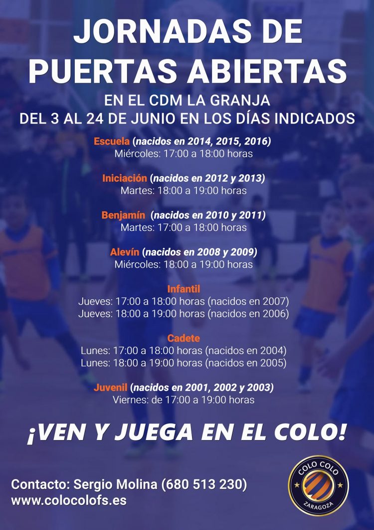 Jornadas de puertas abiertas ¡Ven y juega en el Colo!