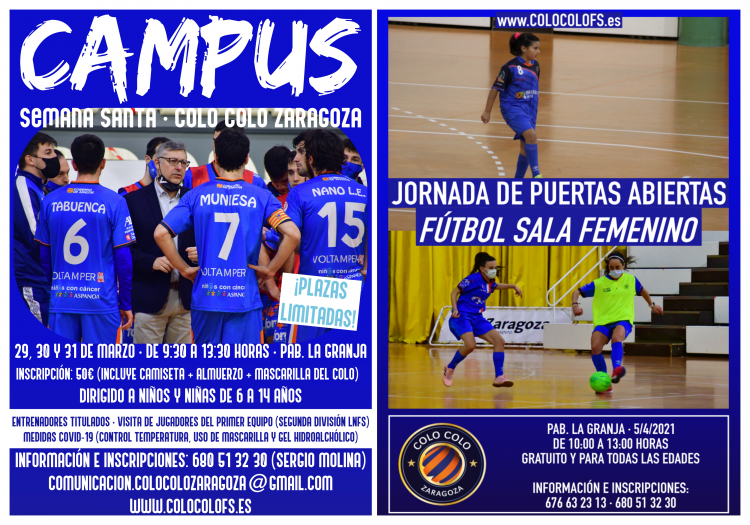 El Colo organiza un campus en semana santa y una jornada de puertas abiertas para fútbol sala femenino