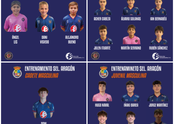 16 jugadores del Entrerríos Zaragoza, en los entrenamientos de Aragón