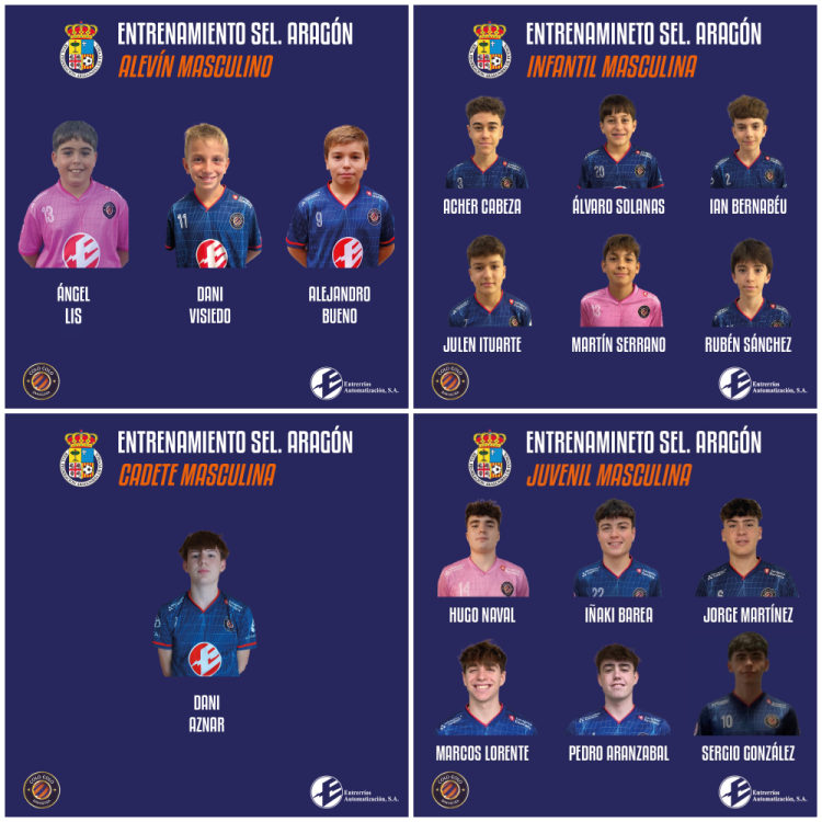 16 jugadores del Entrerríos Zaragoza, en los entrenamientos de Aragón