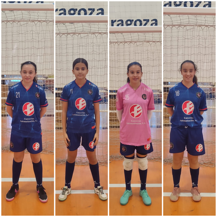 Valeria Navarra, Ángela Guillén, Valeria Heredia y Celia Martínez, con la Alevín de Aragón al Campeonato de España de Selecciones Autonómicas