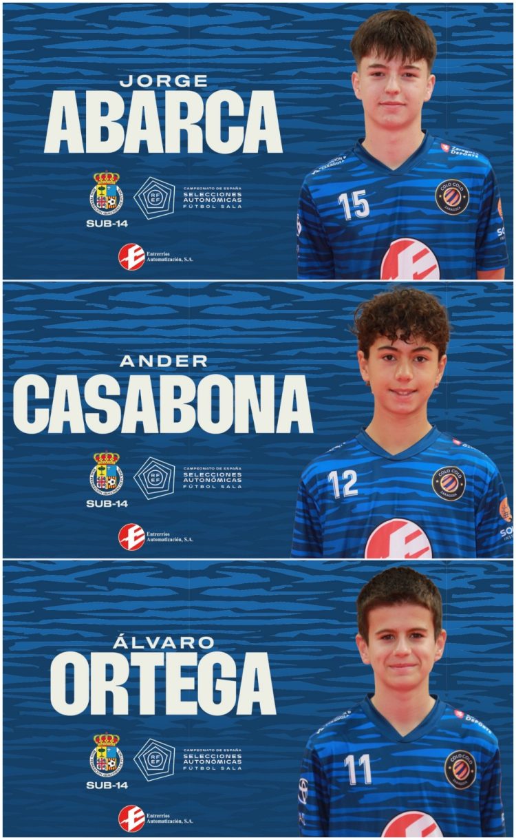Álvaro Ortega, Jorge Abarca y Ander Casabona, convocados con la Sub-14 de Aragón para el Campeonato de España